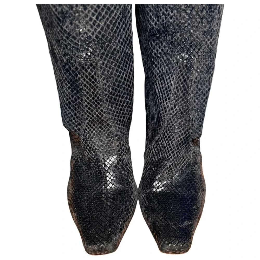 Casadei Women s 5.5B/US 7.5-8 Boots Snake Embossed Fabric Stiletto Heel Italy